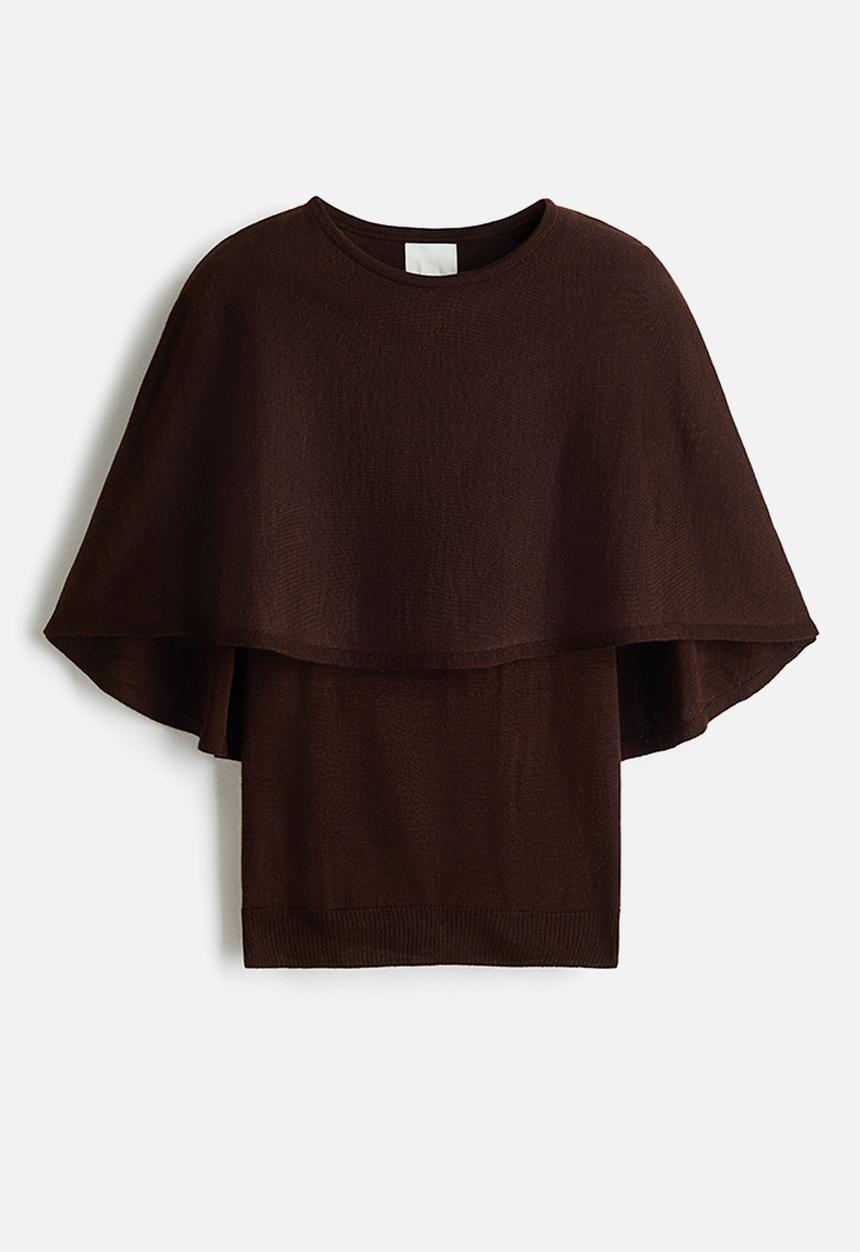 H&M - Fine-knit cape top - dark brown