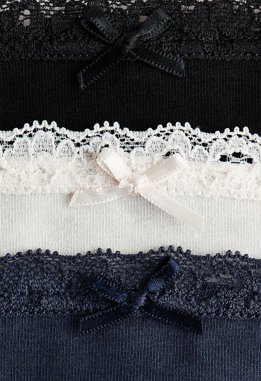 H&M - 3-pack cotton tanga thong briefs - black/cream/navy blue