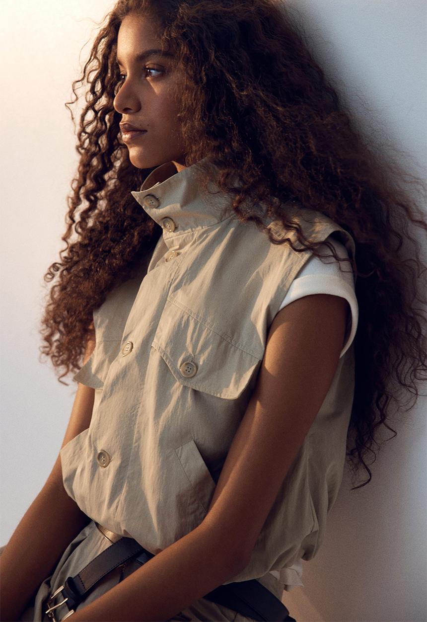 H&M - Sleeveless utility shirt - beige