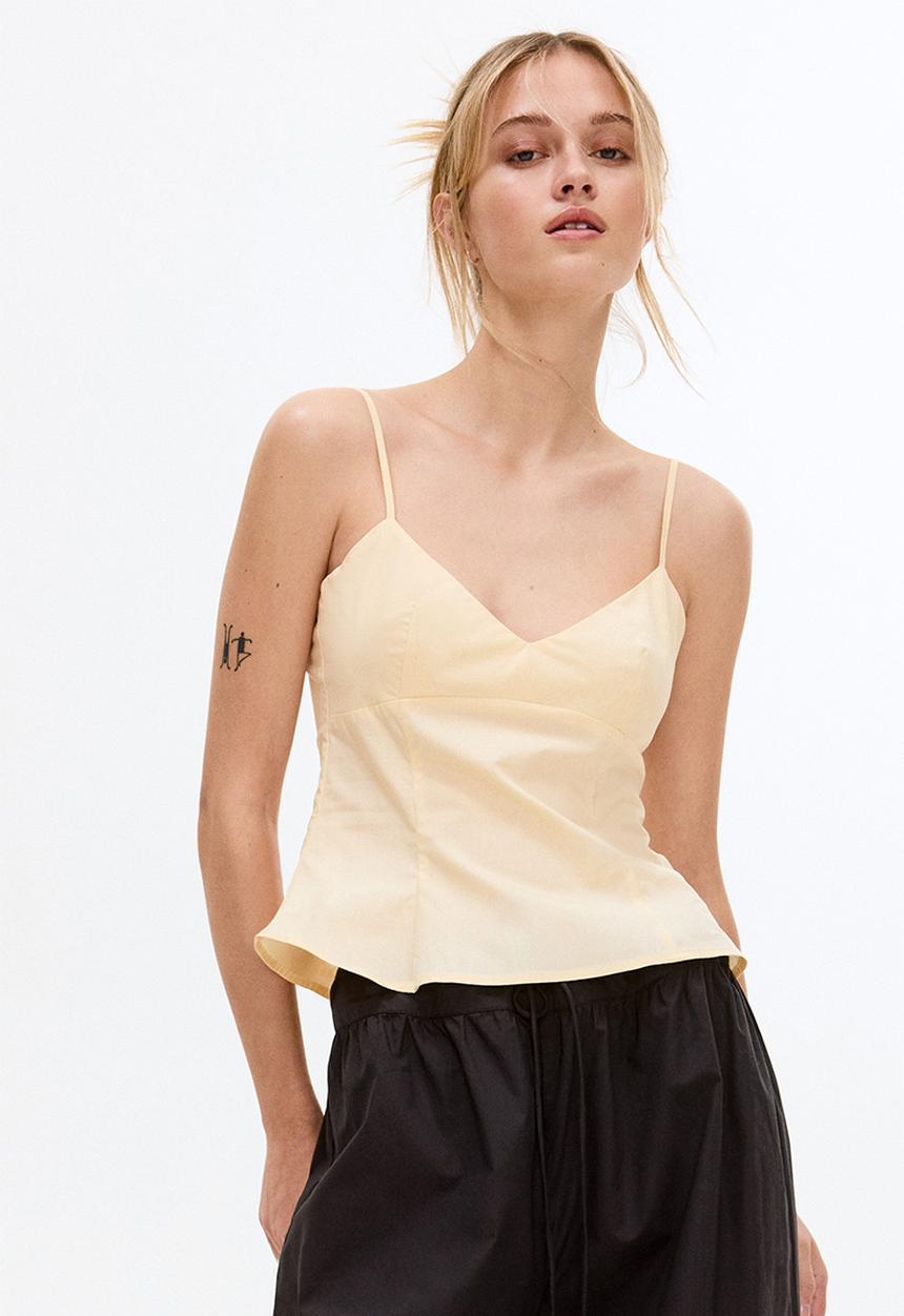 H&M - Peplum strappy top - light yellow