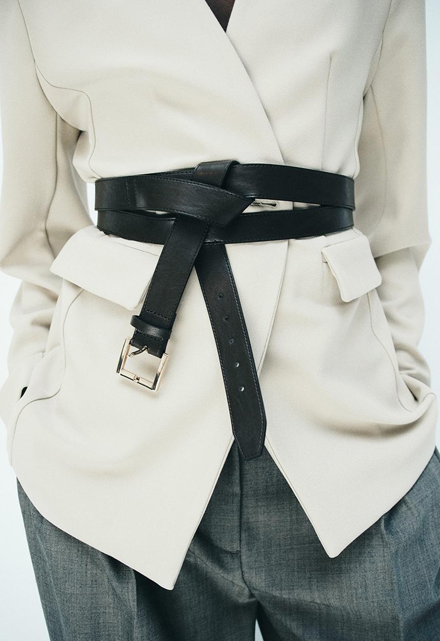 H&M - Collarless jersey blazer - beige