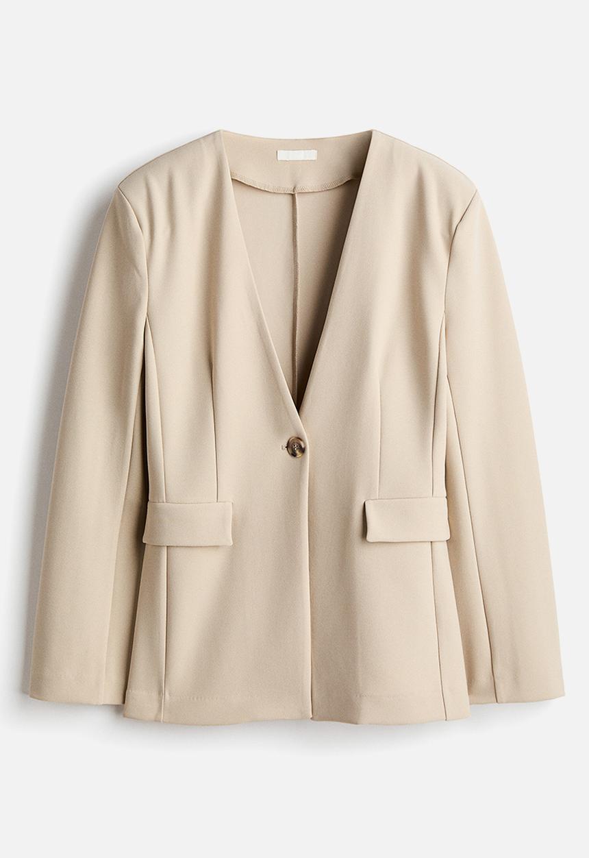H&M - Collarless jersey blazer - beige