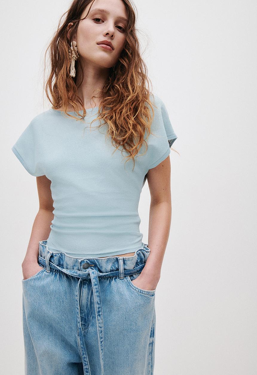 H&M - Boat-neck top - light blue