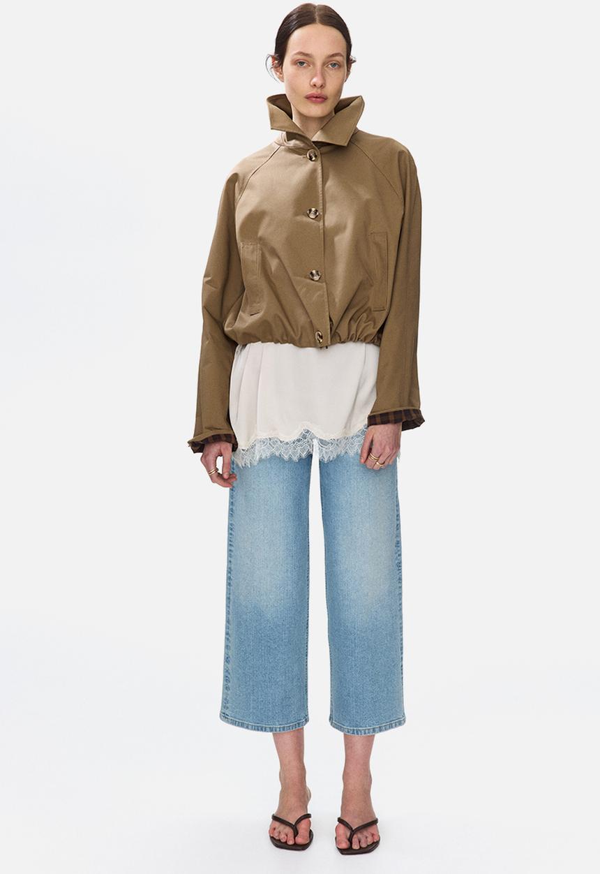 H&M - Wide high waist ankle jeans - light denim blue