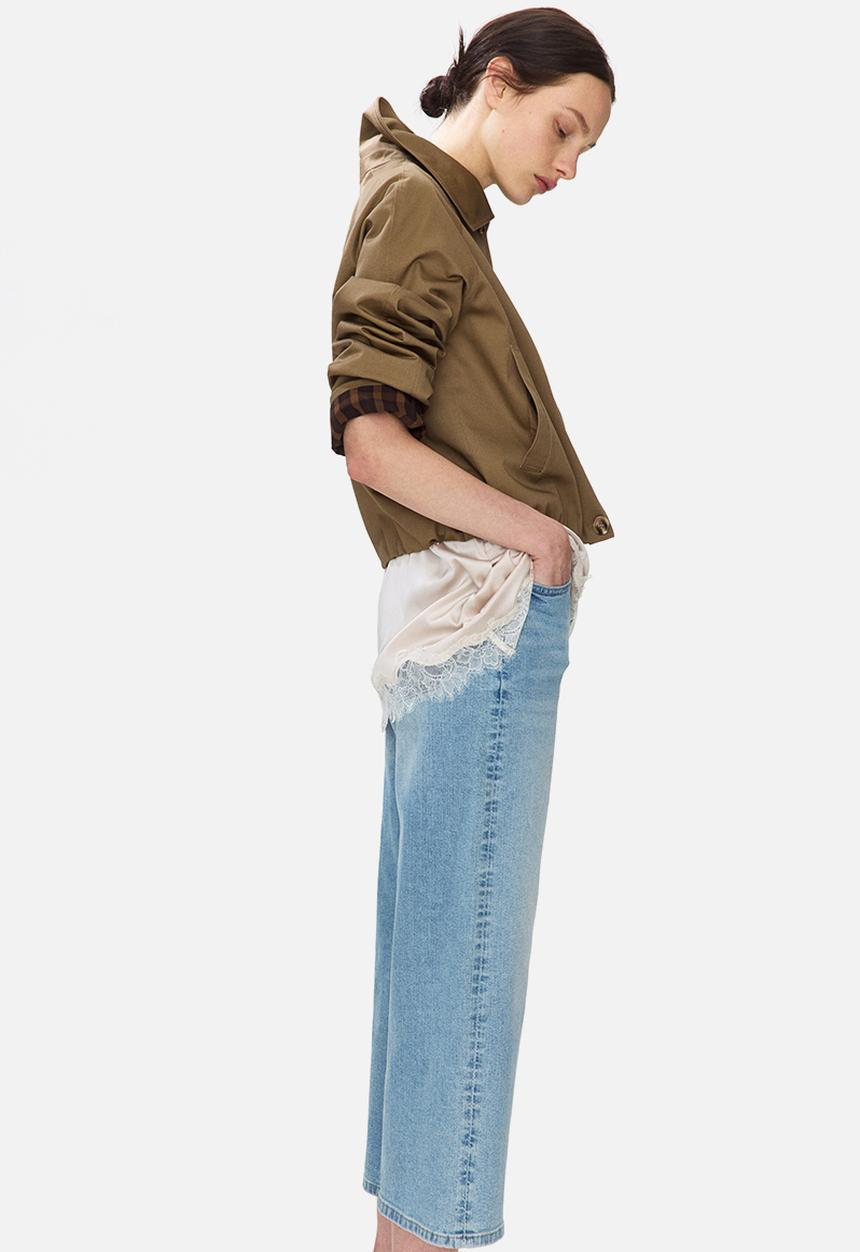 H&M - Wide high waist ankle jeans - light denim blue