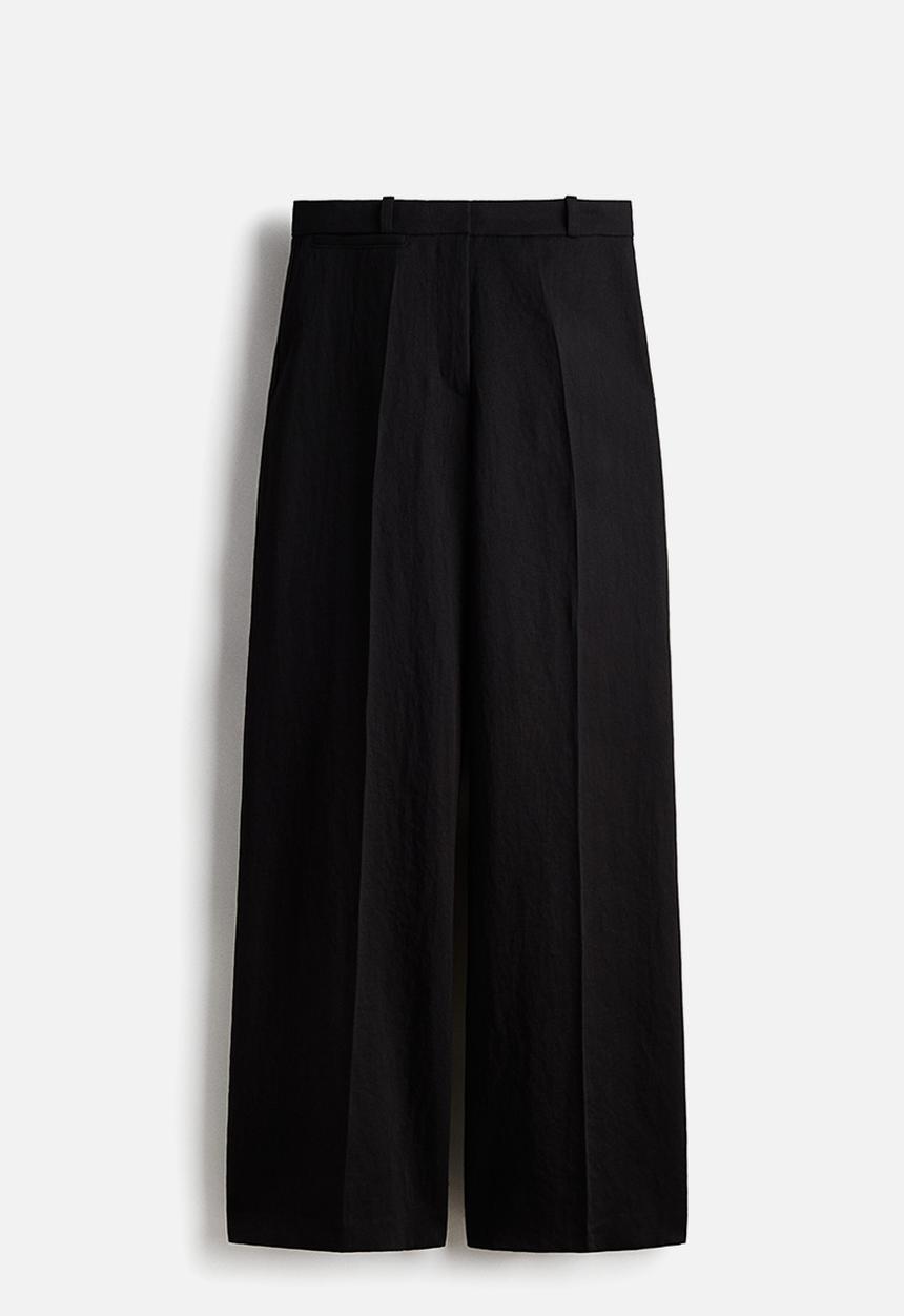 H&M - Wide tailored trousers - black