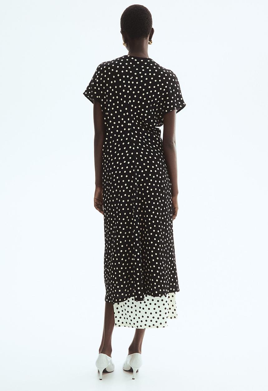H&M - Textured jersey dress - black/polka dot