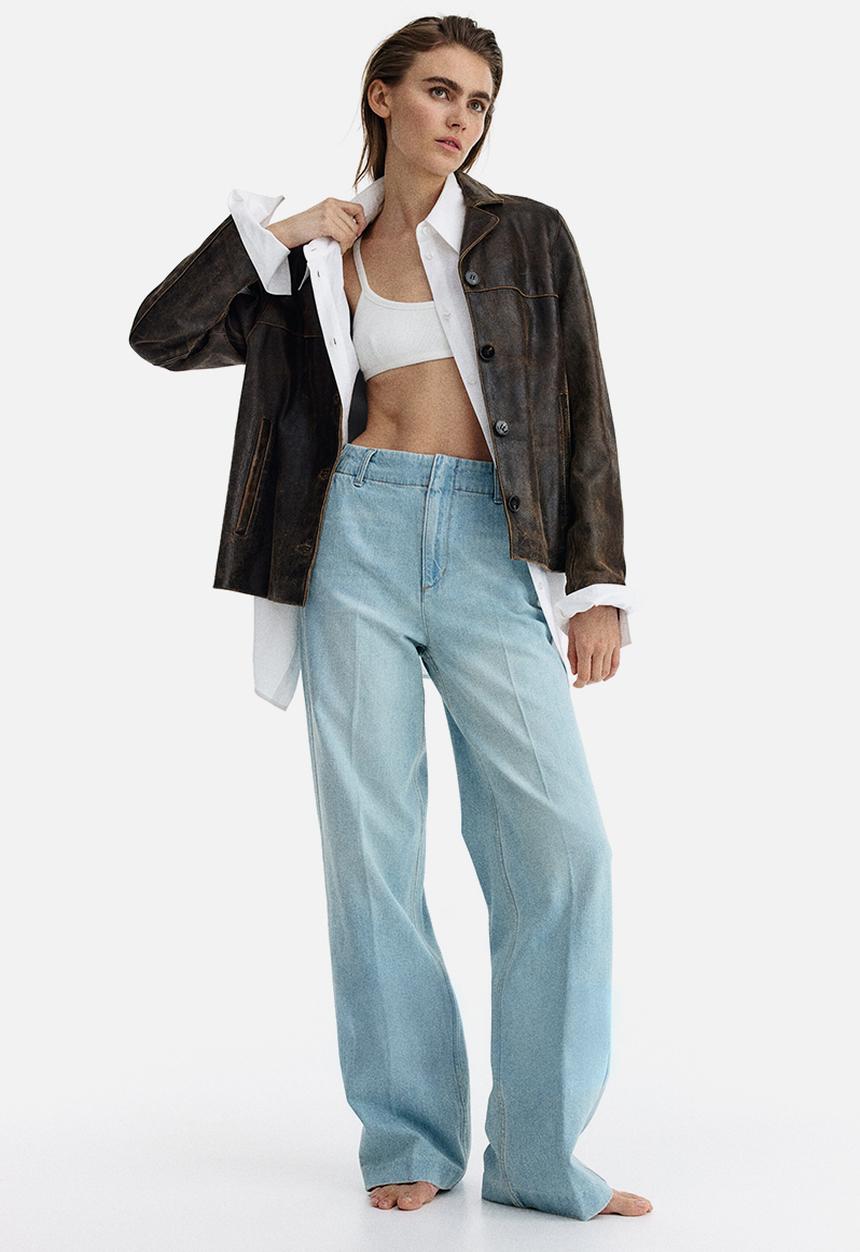 H&M - Straight high jeans - light denim blue