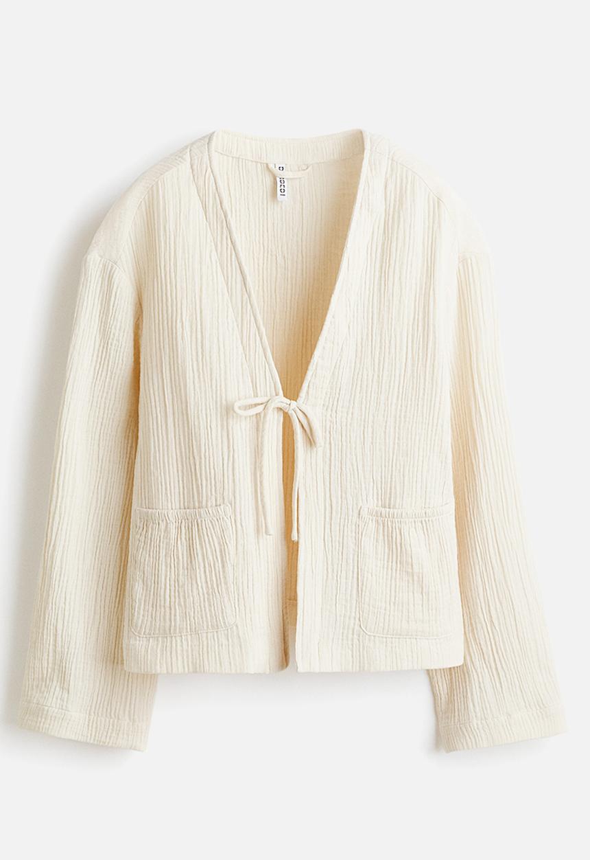 H&M - Tie-front muslin jacket - light beige