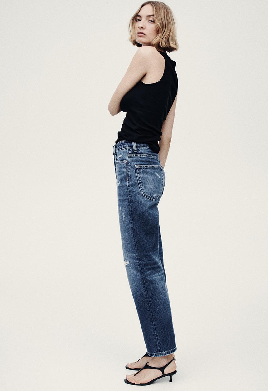 H&M - Straight high waist ankle jeans - denim blue