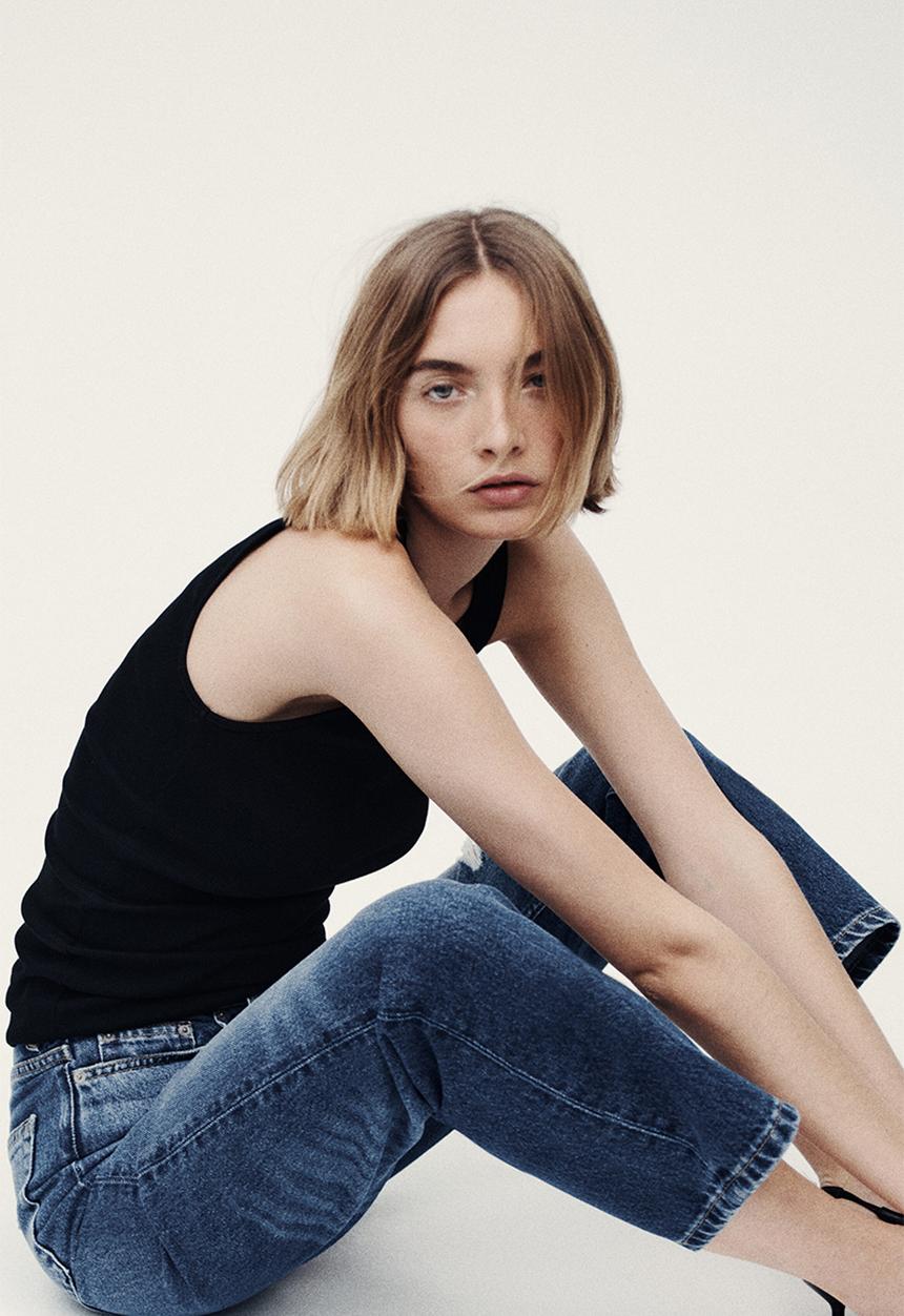 H&M - Straight high waist ankle jeans - denim blue