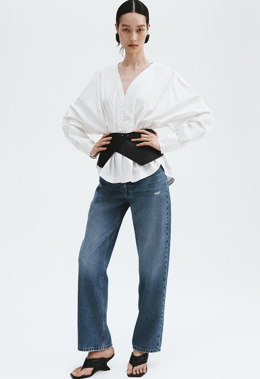 H&M - Straight high waist ankle jeans - denim blue