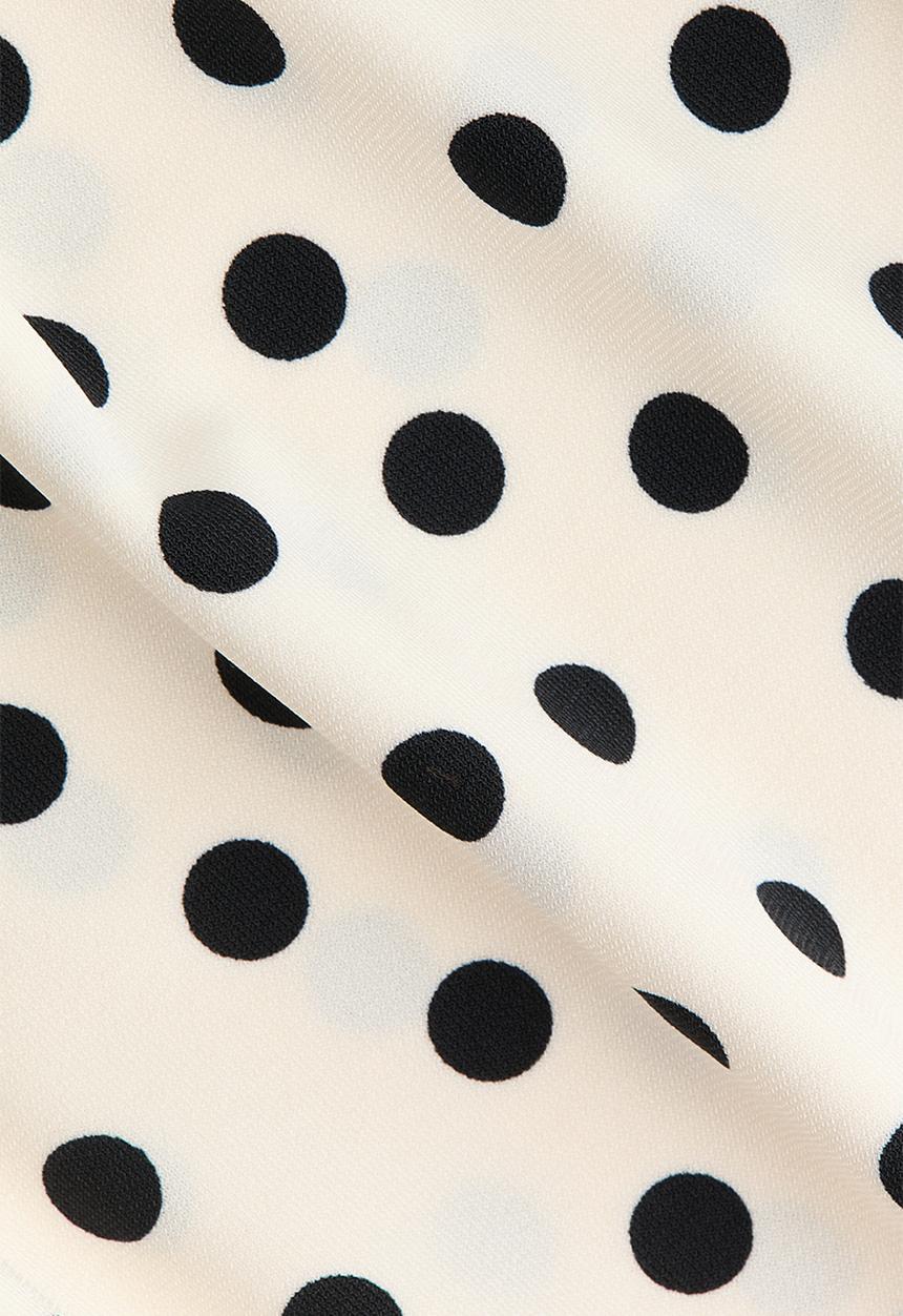 H&M - Draped midi skirt - cream/polka dot