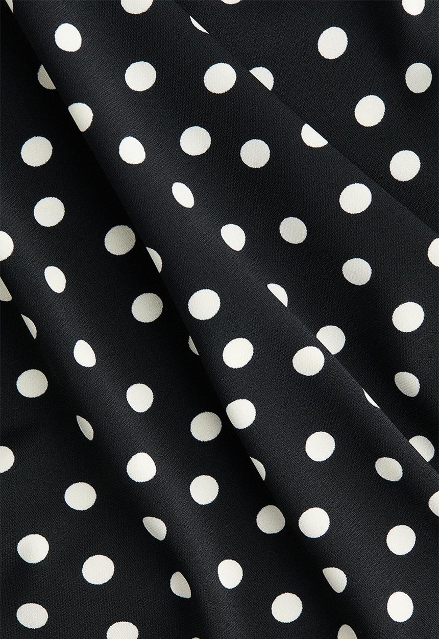 H&M - Draped midi skirt - black/polka dot
