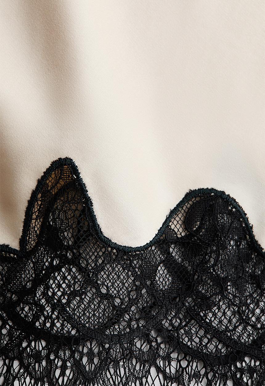 H&M - Lace-trimmed slip skirt - light beige