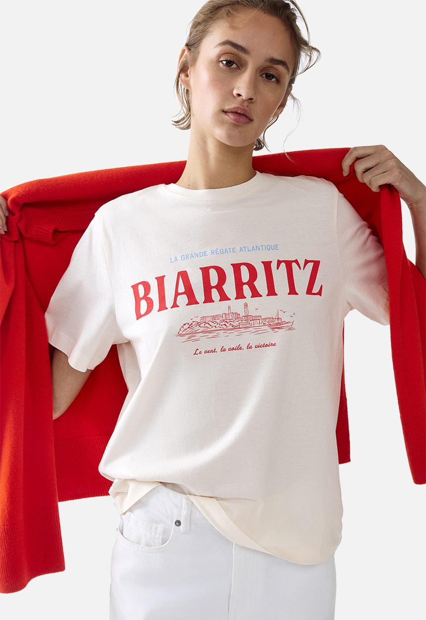 H&M - Printed t-shirt - cream/biarritz