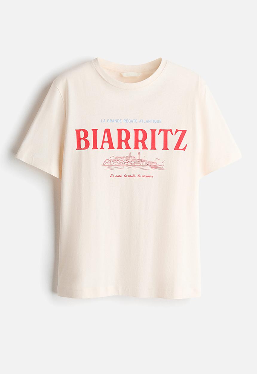 H&M - Printed t-shirt - cream/biarritz