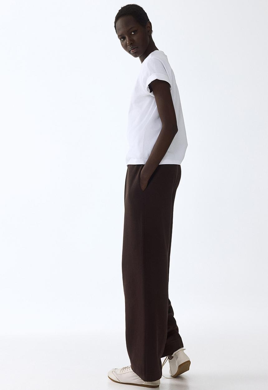 H&M - Wide interlock joggers - dark brown