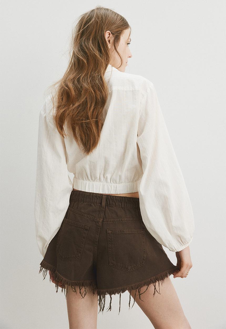 H&M - Frayed denim shorts - brown