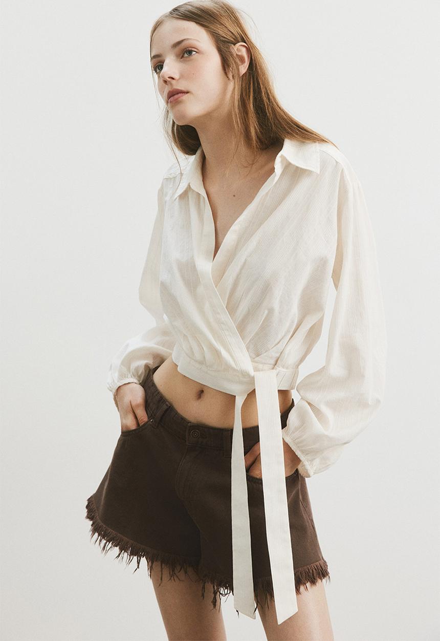 H&M - Frayed denim shorts - brown