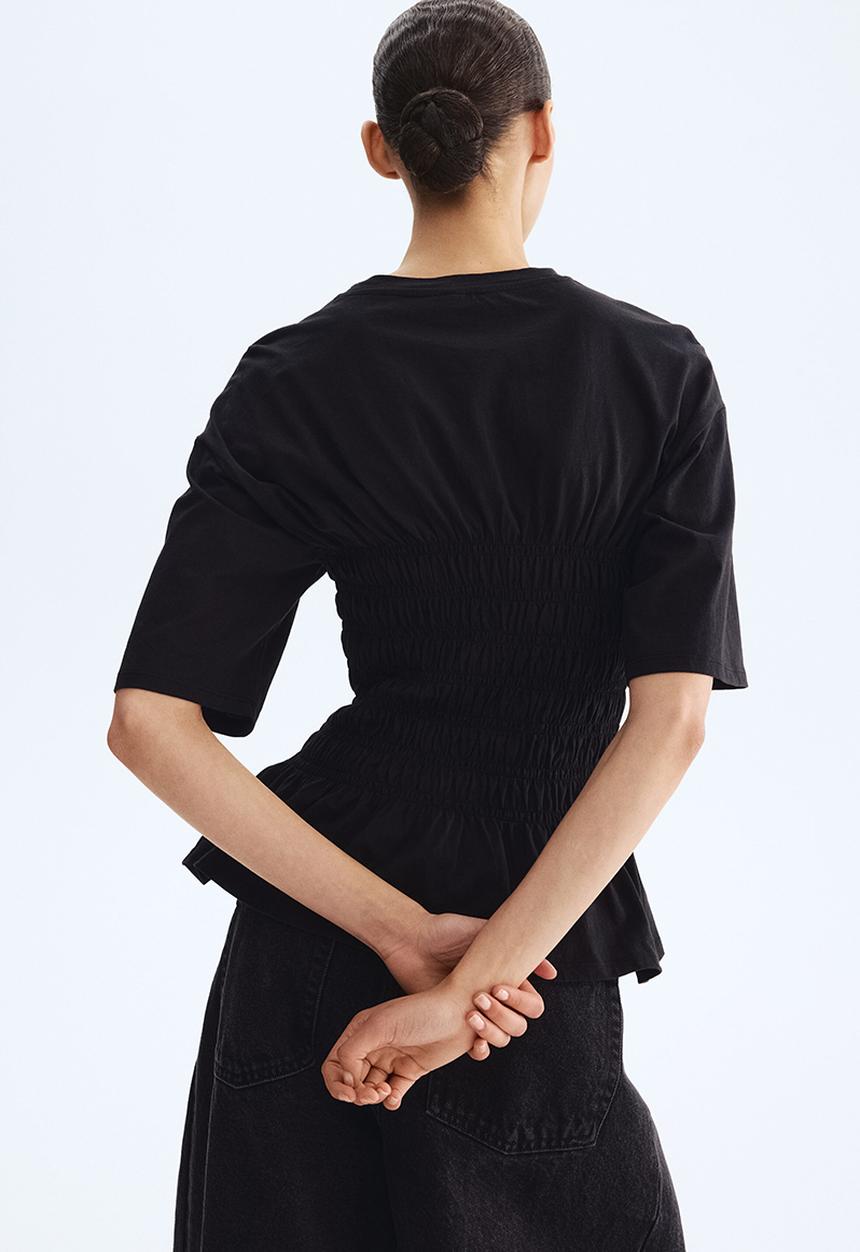 H&M - Smocked t-shirt - black