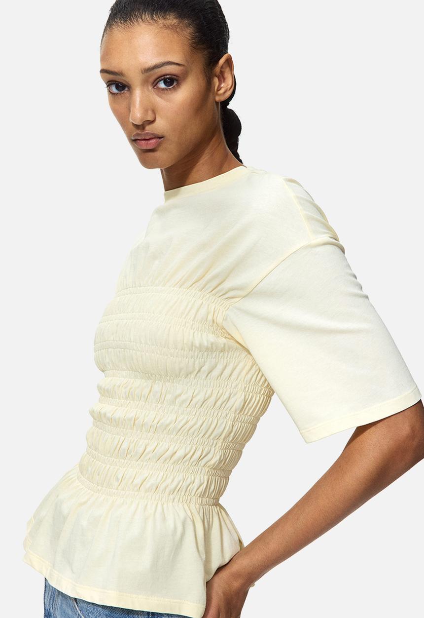 H&M - Smocked t-shirt - pale yellow