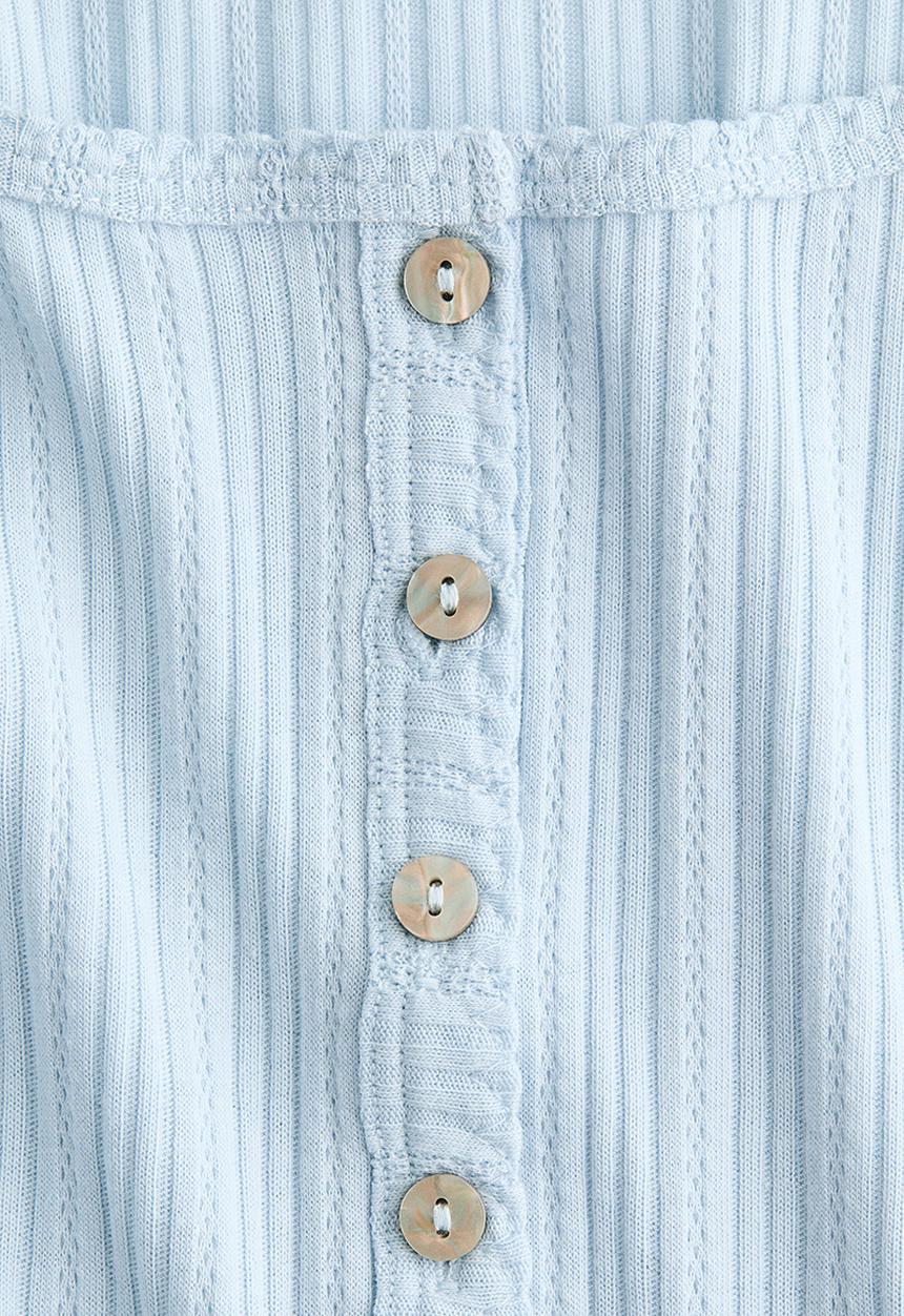 H&M - Pointelle-knit top - light blue