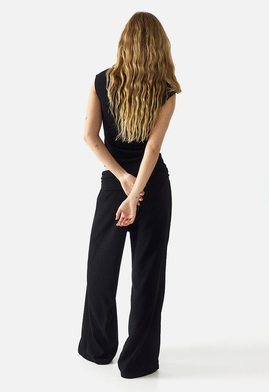 H&M - Wide gathered-waist trousers - black