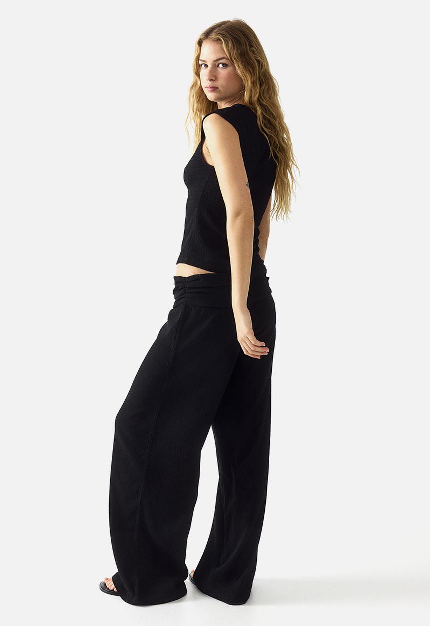 H&M - Wide gathered-waist trousers - black