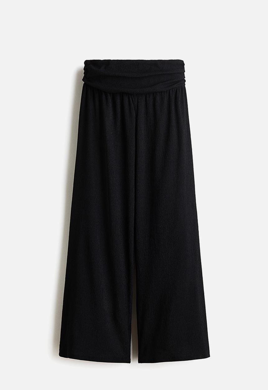 H&M - Wide gathered-waist trousers - black