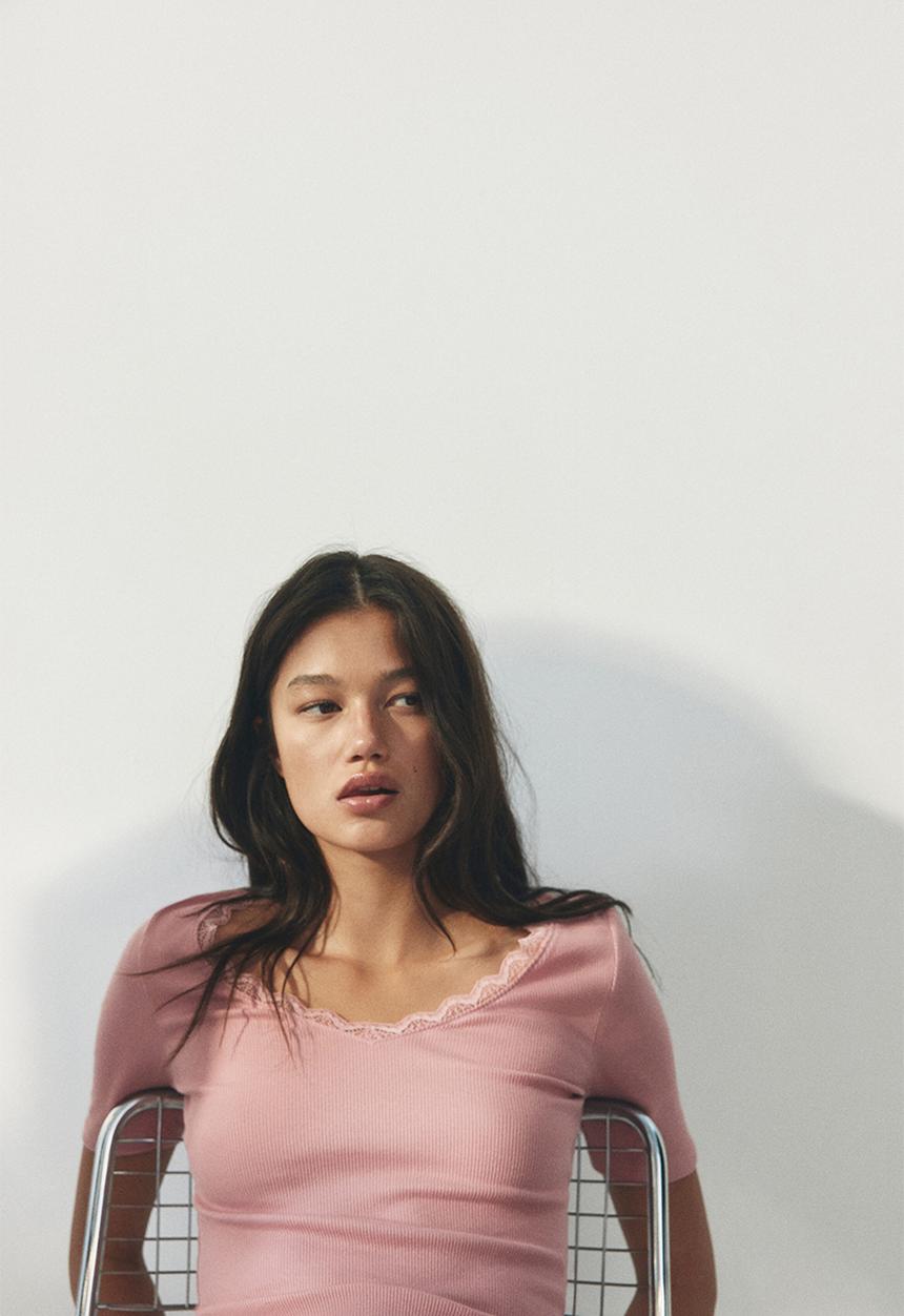 H&M - Rib-knit top - pink
