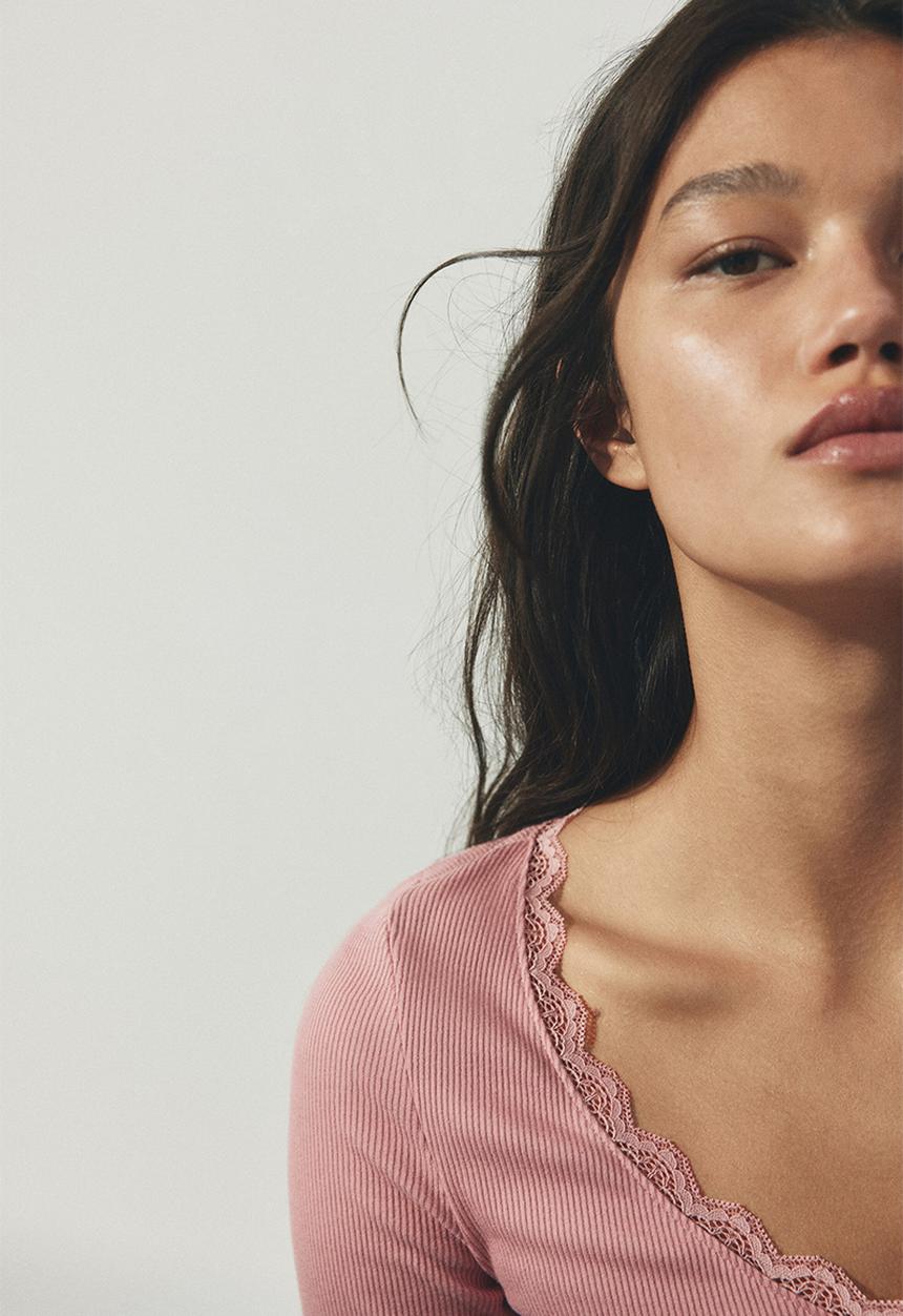 H&M - Rib-knit top - pink