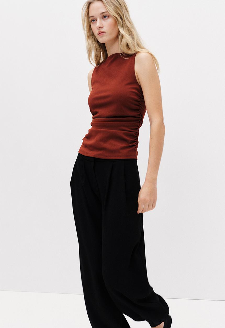 H&M - Ruched jersey top - brown
