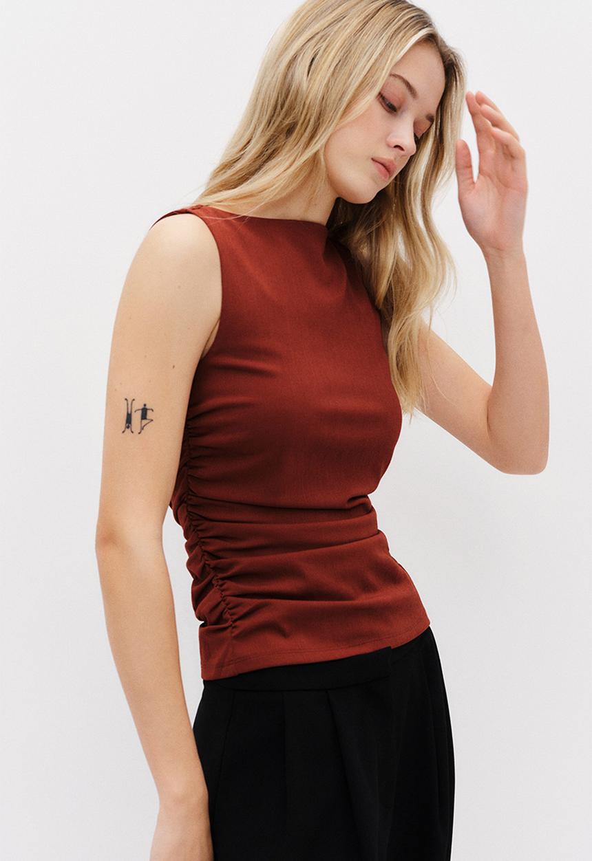 H&M - Ruched jersey top - brown