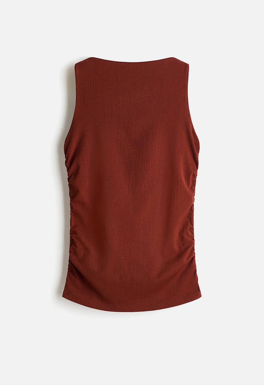 H&M - Ruched jersey top - brown