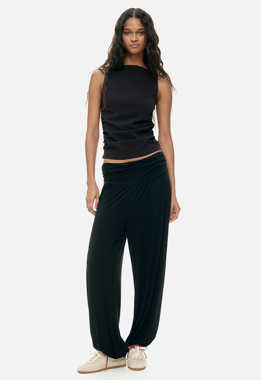 H&M - Ruched jersey top - black