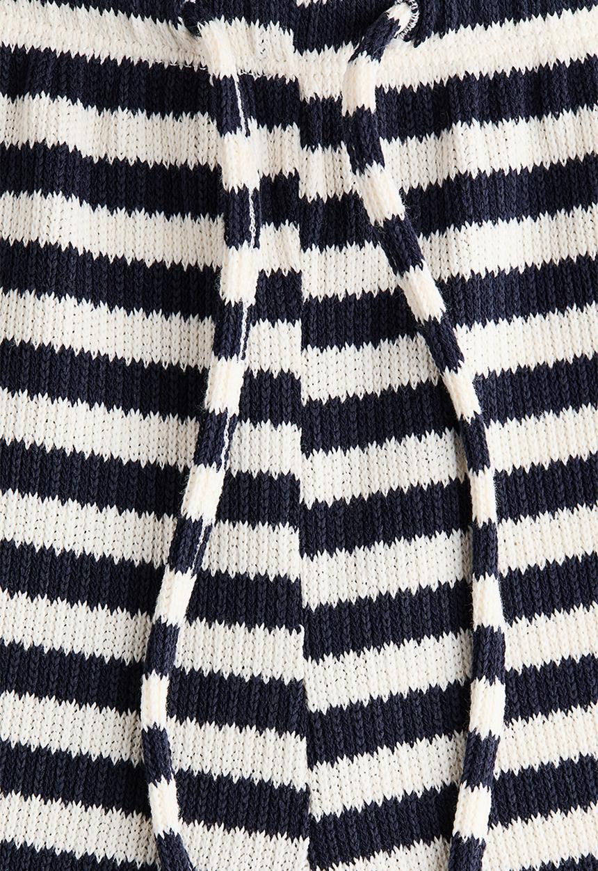 H&M - Knitted trousers - white/navy blue striped