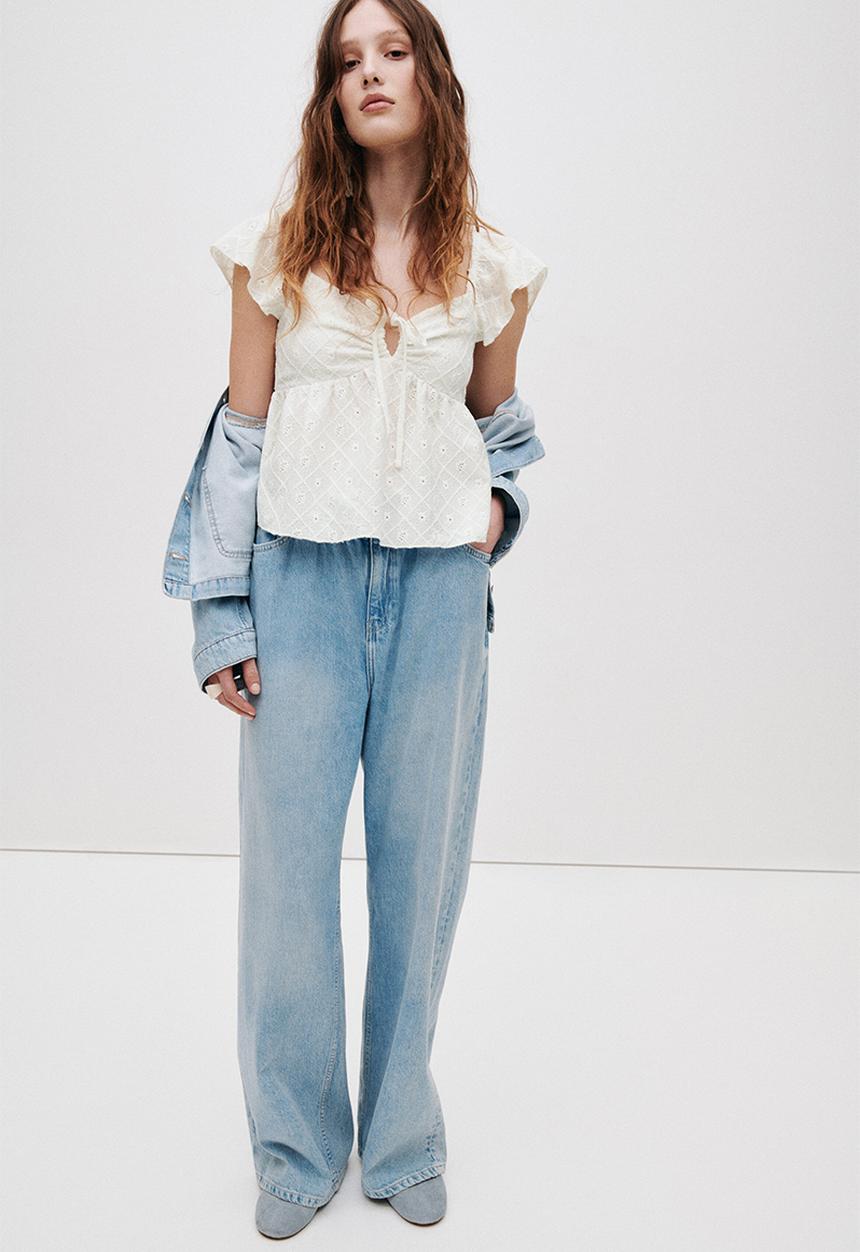 H&M - Pointelle jersey blouse - white