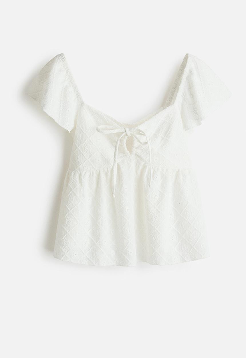 H&M - Pointelle jersey blouse - white