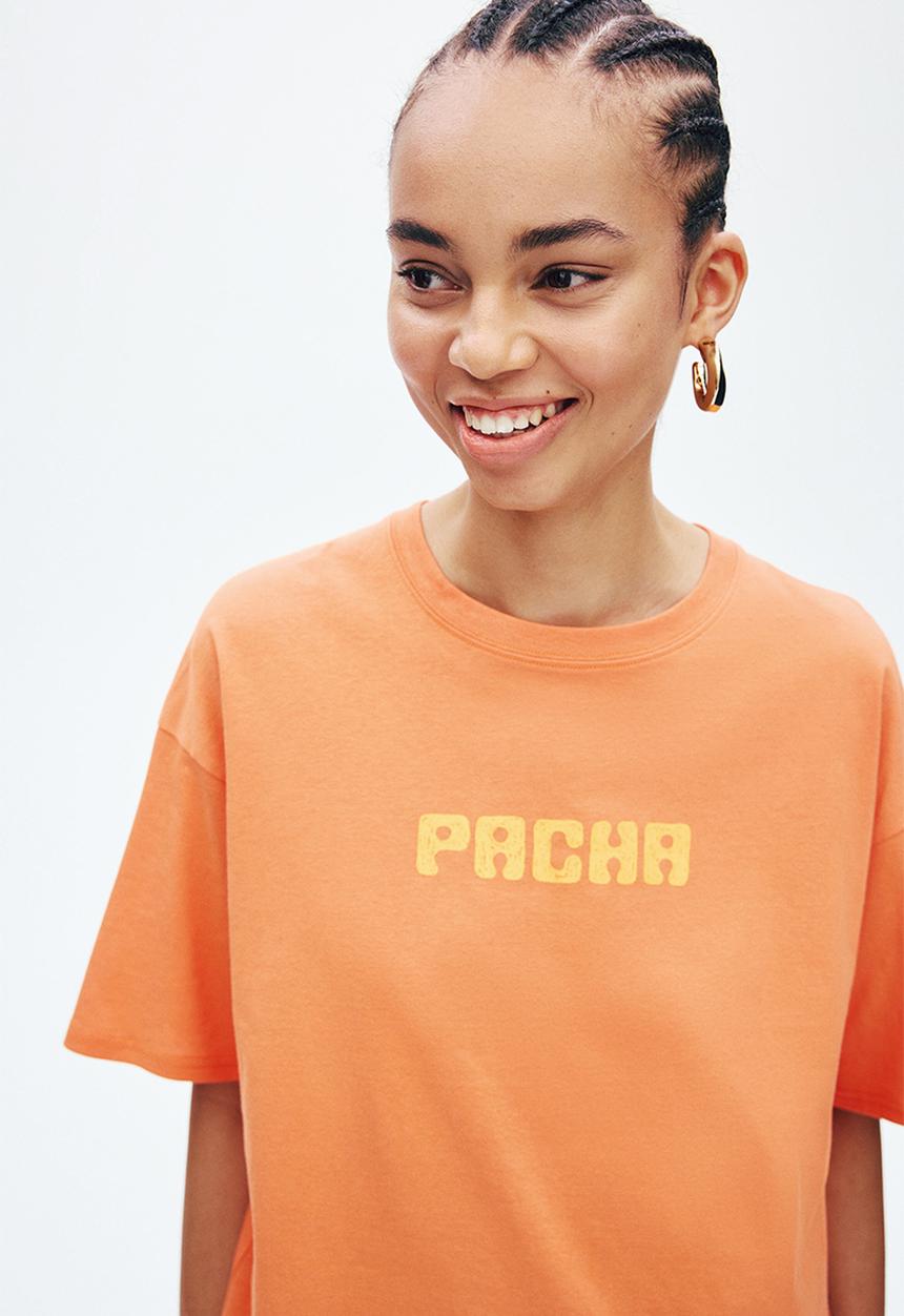 H&M - Oversized print-motif t-shirt - orange/pacha