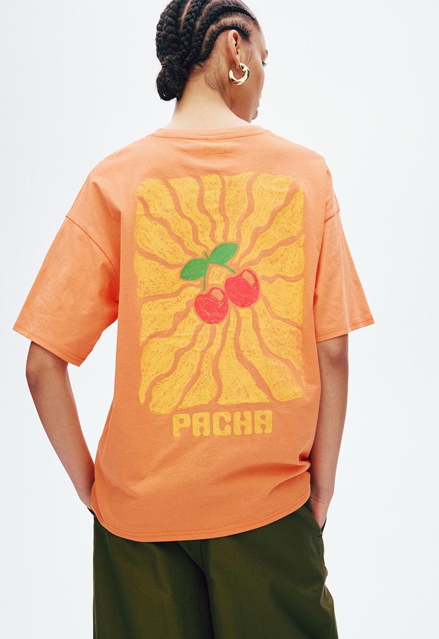 H&M - Oversized print-motif t-shirt - orange/pacha