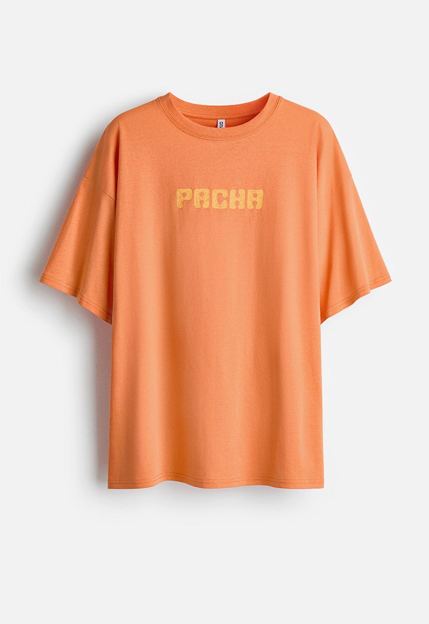 H&M - Oversized print-motif t-shirt - orange/pacha