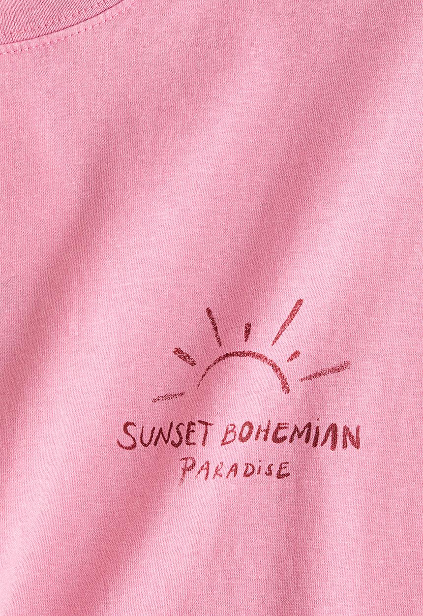 H&M - Oversized print-motif t-shirt - pink/sunset