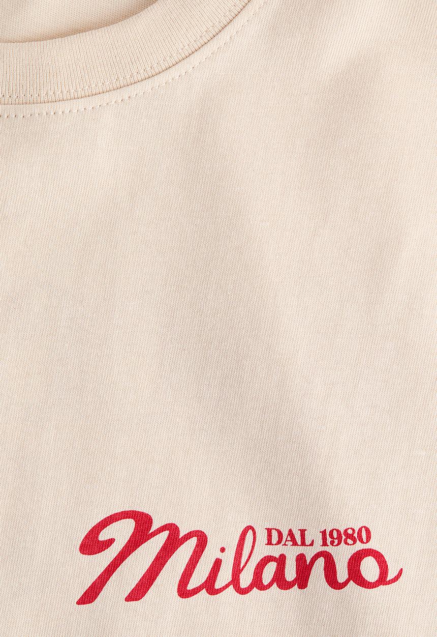 H&M - Oversized print-motif t-shirt - light beige/macchiato