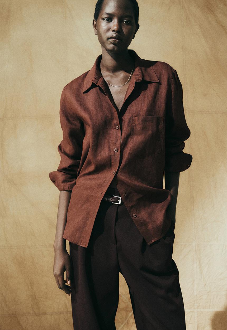 H&M - Linen shirt - dark brown