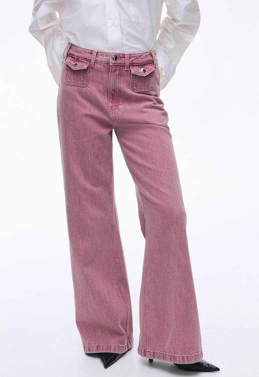 H&M - Wide high jeans - dark pink
