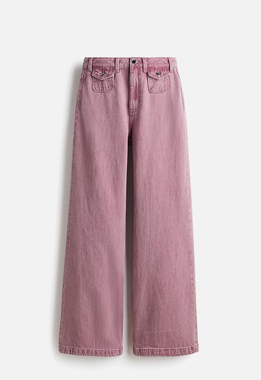 H&M - Wide high jeans - dark pink
