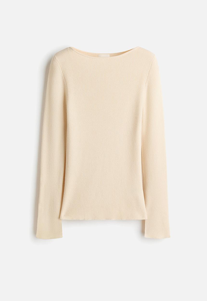 H&M - Rib-knit top - light beige