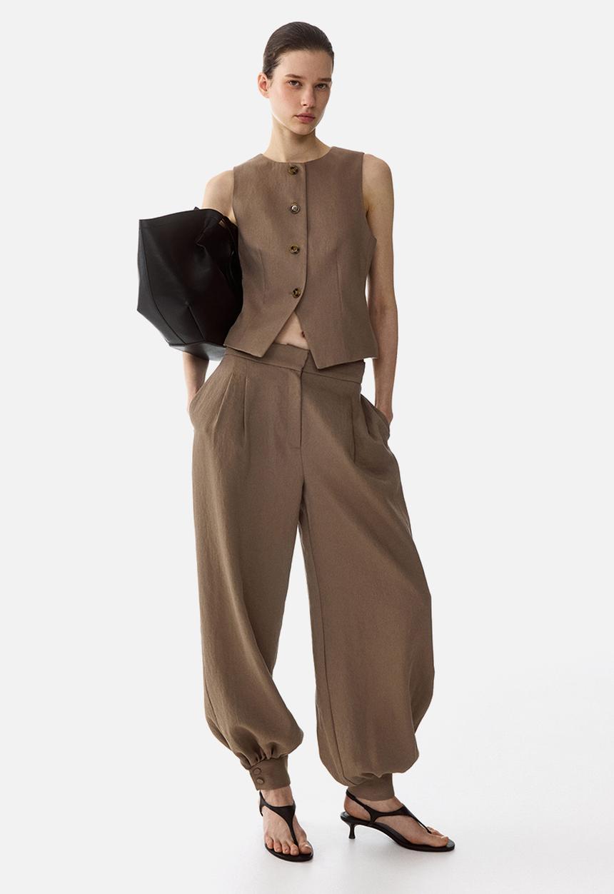 H&M - Waistcoat - dark beige