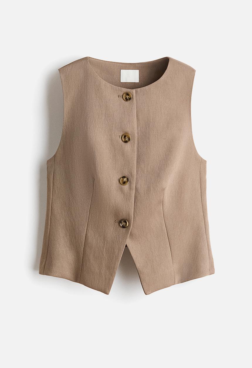 H&M - Waistcoat - dark beige